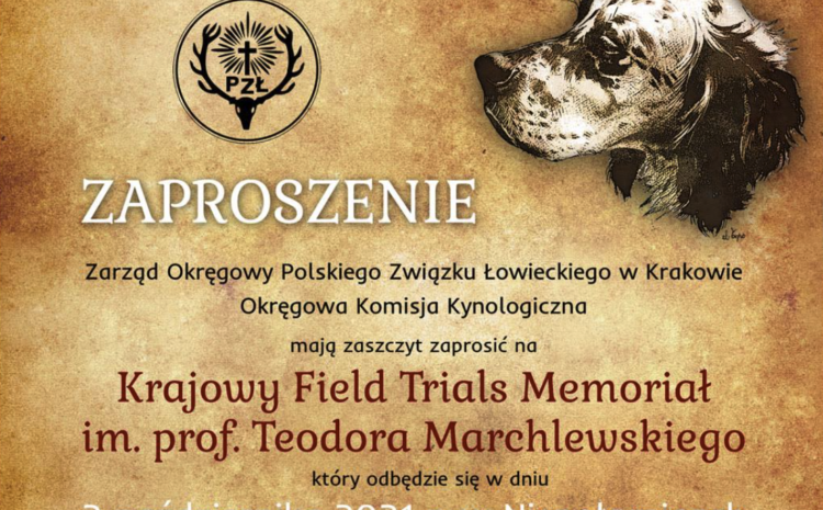 02.10.2021 r. – Krajowy Field Trials Memoriał im. prof. Teodora Marchlewskiego